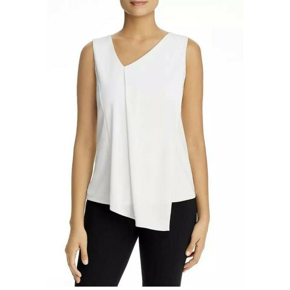 Donna Karan New York Sleeveless Asymmetric Top in Cream size small